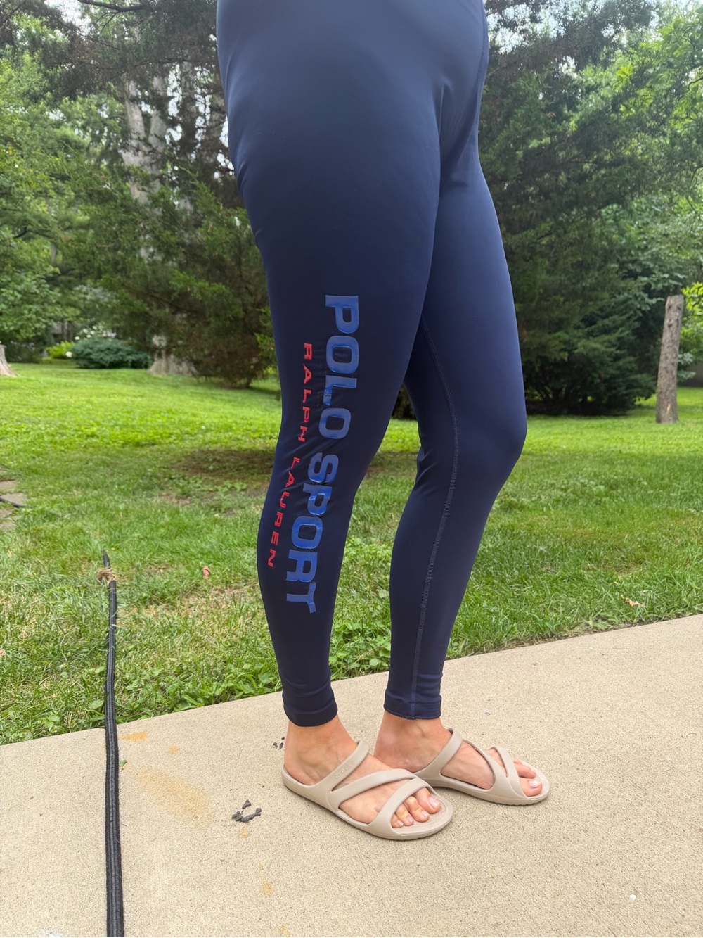 Polo Sport by Ralph Lauren Navy Leggings with Blue and Red Logo Sz M athletic